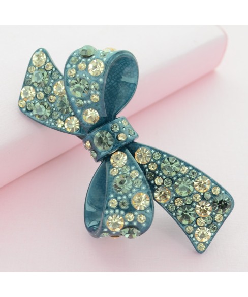 Crystal Acetate Bow Pinch Clip