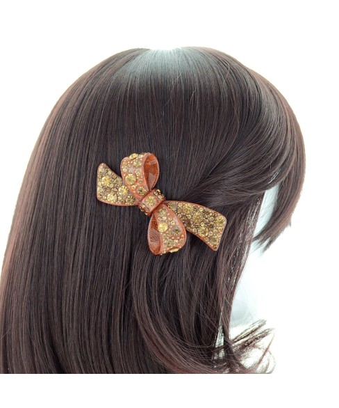 Crystal Acetate Bow Pinch Clip