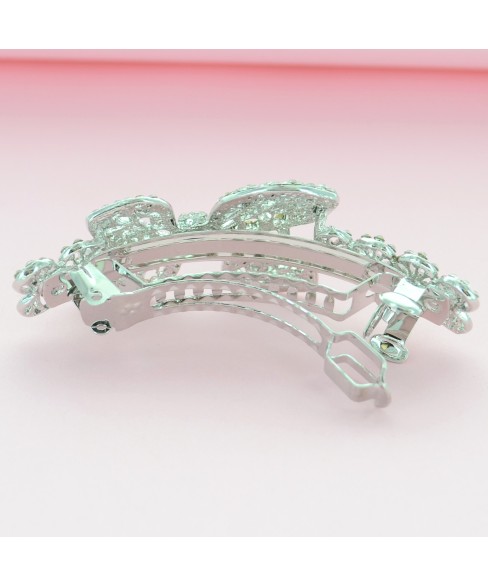 Sparkling Double Clip Crystal Bow Barrette