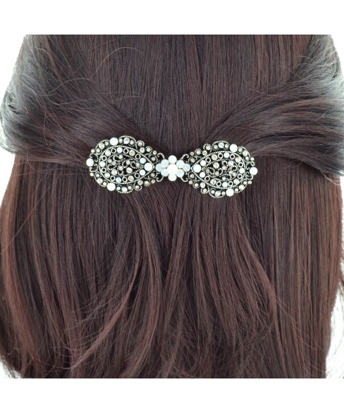 Vintage Inspired Crystal Bow Barrette (Cilp Paris)