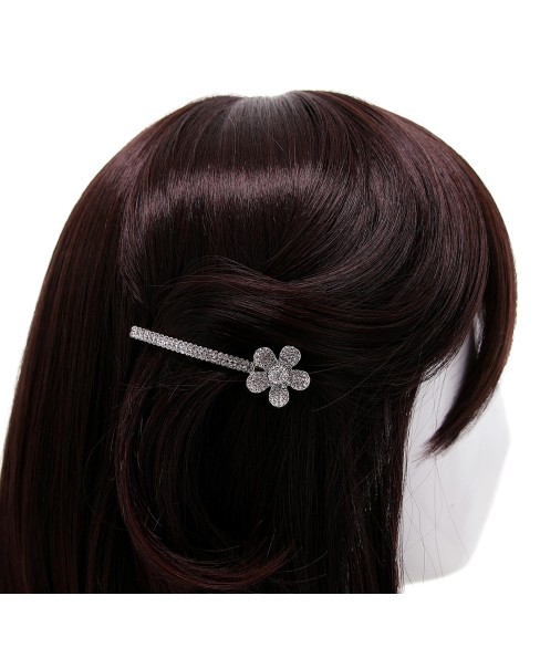 Crystal-Embellished Flower Barrette (Clip France)