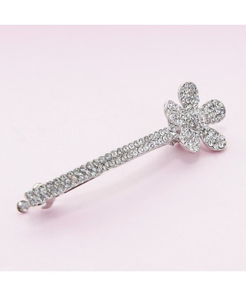 Crystal-Embellished Flower Barrette (Clip France)