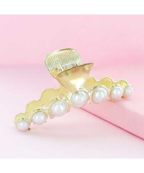 Large Big Strong Sturdy Metal Pearl Hair Claw Clip