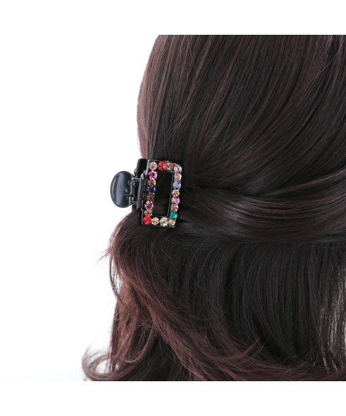 Crystal Rhinestone Rectangle Cutout Claw Clip