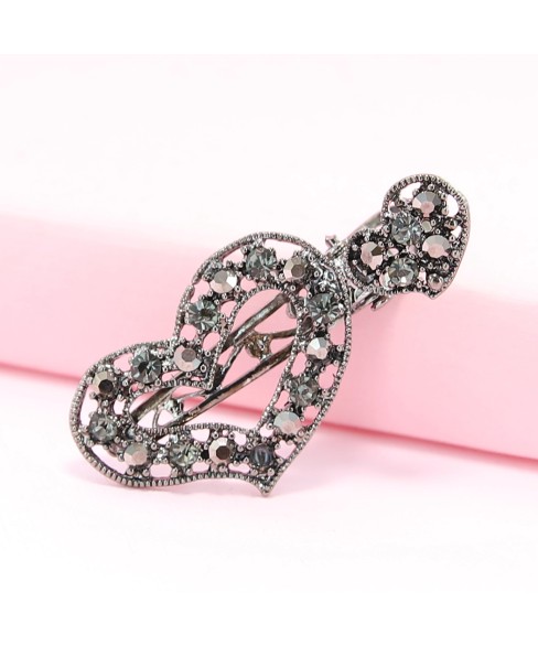 Rhinestone Alligator Heart Hair Clips