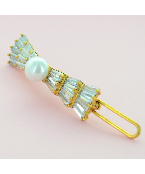 Glamorous CubicZirconia Bow Barrette