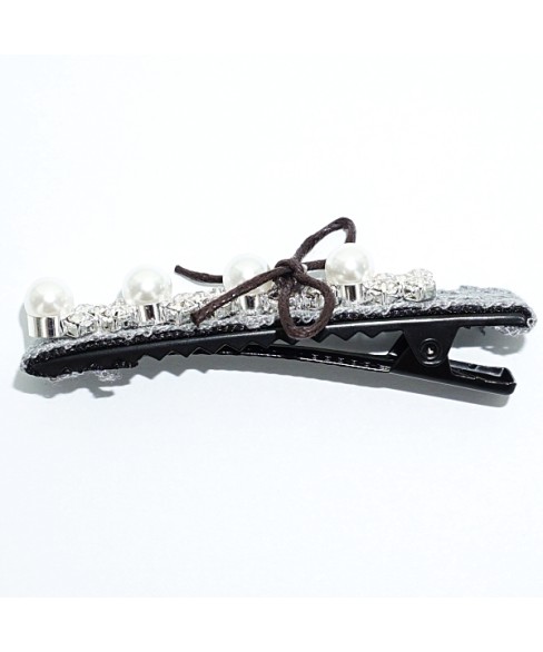 Crystal Faux Pearl Lace Alligator Clip