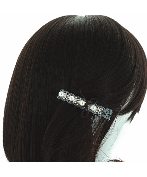 Crystal Faux Pearl Lace Alligator Clip