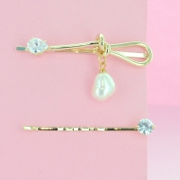 Crystal and Pearl Knot Bobby Pin (2-Pack)