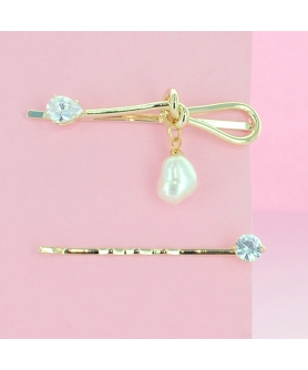 Crystal and Pearl Knot Bobby Pin (2-Pack)
