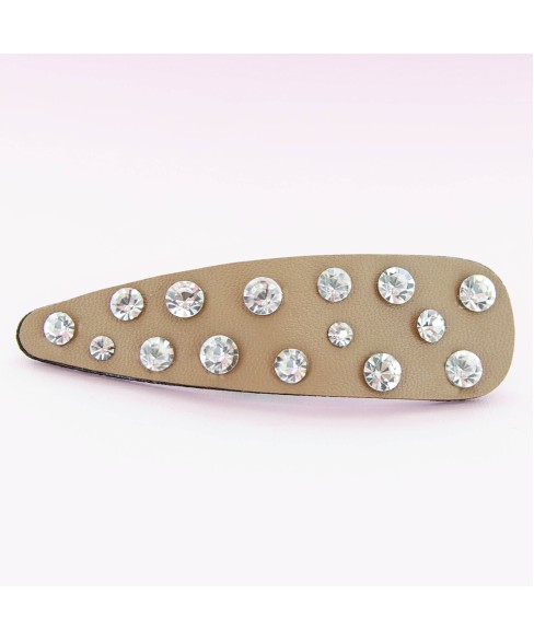 Faux Leather Rhinestone Snap Clip