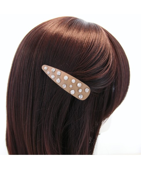 Faux Leather Rhinestone Snap Clip