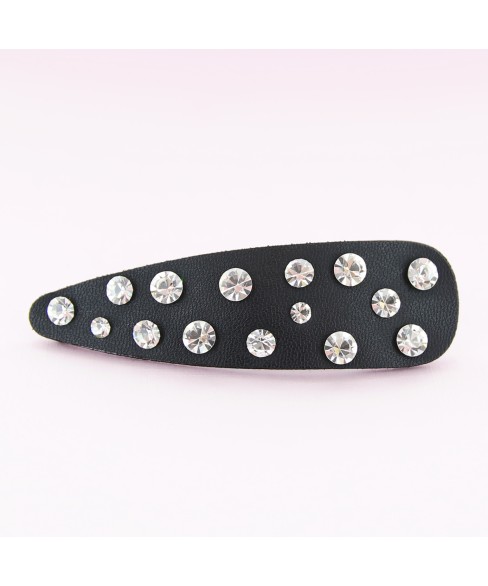 Faux Leather Rhinestone Snap Clip