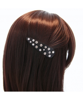 Faux Leather Rhinestone Snap Clip