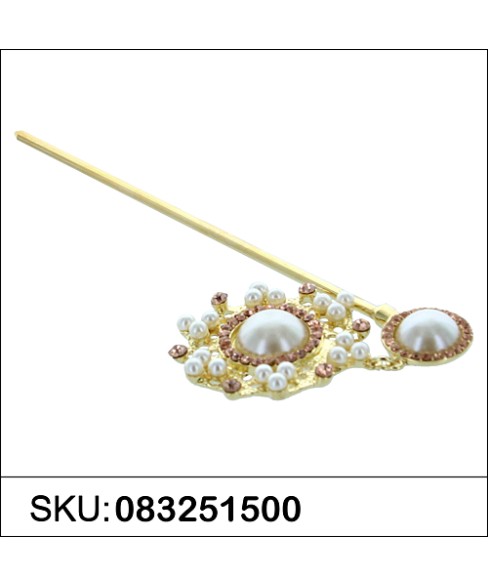 Drop Faux Pearl & Crystal Hair Stick