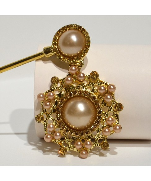 Drop Faux Pearl & Crystal Hair Stick