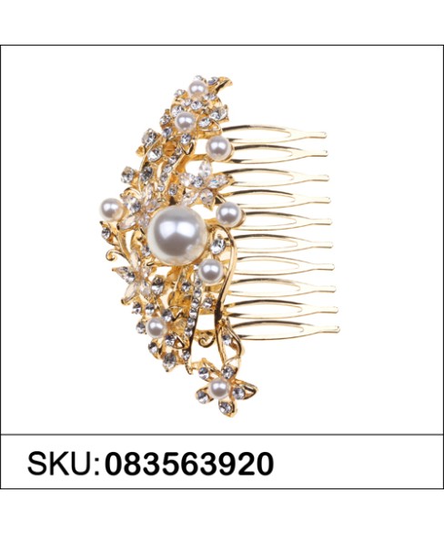 Stunning Cubiczirconia & Faux Pearl Haircomb