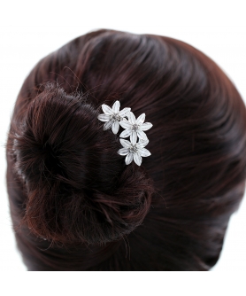 Bride Rhinestone Flowers Hair Pin