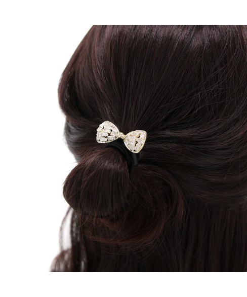 Crystal-Embellished Bow Ponytail Holder