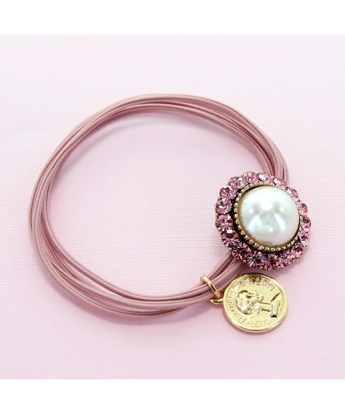 Crystal & Pearl Embellished Ponytail Holder