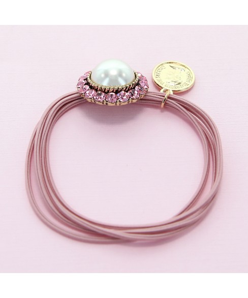 Crystal & Pearl Embellished Ponytail Holder