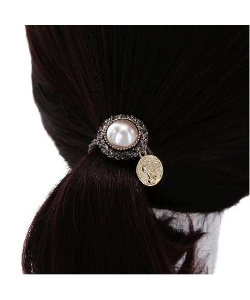 Crystal & Pearl Embellished Ponytail Holder