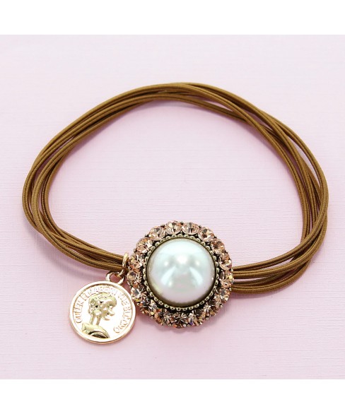 Crystal & Pearl Embellished Ponytail Holder