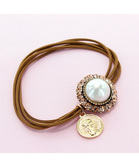 Crystal & Pearl Embellished Ponytail Holder