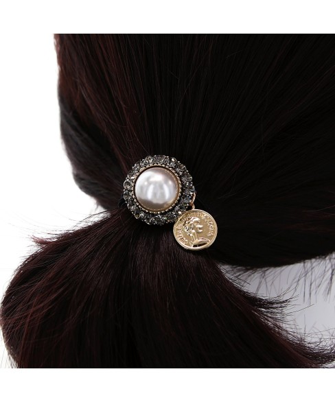 Crystal & Pearl Embellished Ponytail Holder