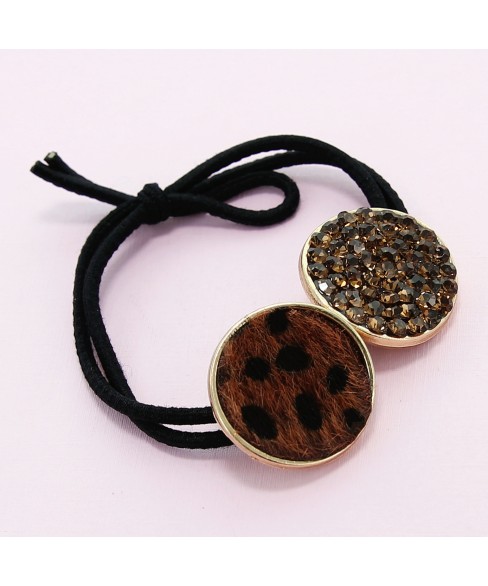 Crystal & Animal Print Ponytail Holder