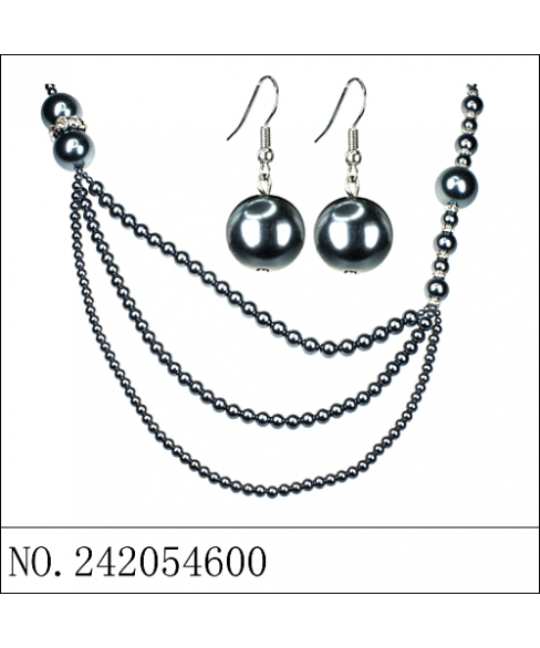 Necklace& Earr Set Gray