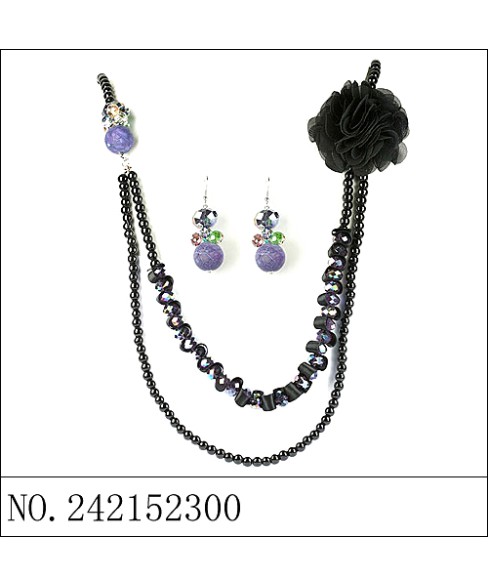 Necklace& Earr Set Gray