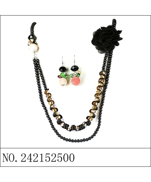 Necklace& Earr Set Gray