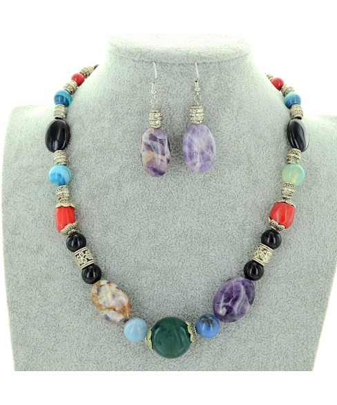 Mix Quartz Stones Necklace Set