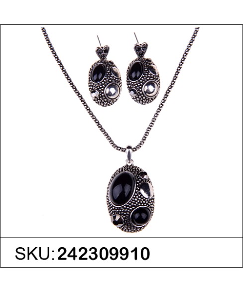 Necklace& Earr Set Black