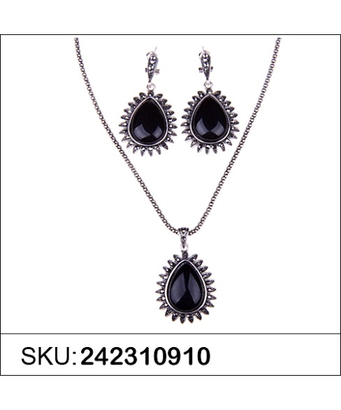 Necklace& Earr Set Black