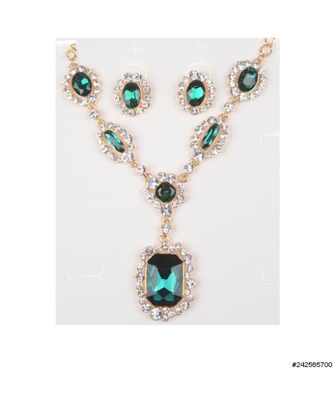 Necklace& Earr Set Green
