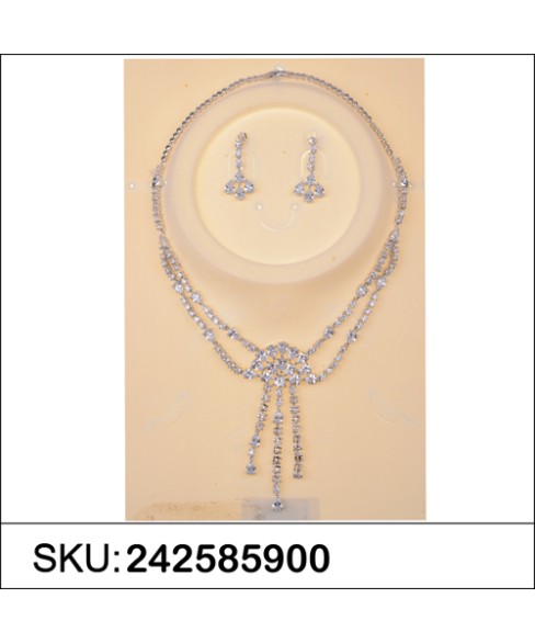 Necklace& Earr Set White