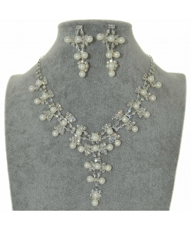 Rhinestone & Faux Pearl Evening Necklace Set