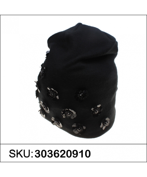 Double Layer Sequence Flower Beanie