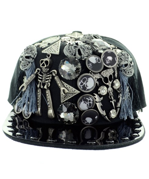 Unsex Playful Studded & Skull Baseball Cap