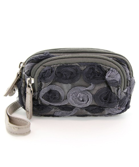 Floral Triple Compartment Wristlet Change Purse