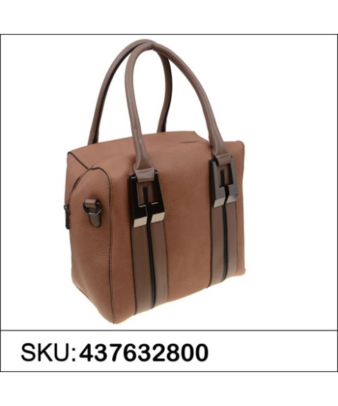 Strip Medium Faux Leather Satchel