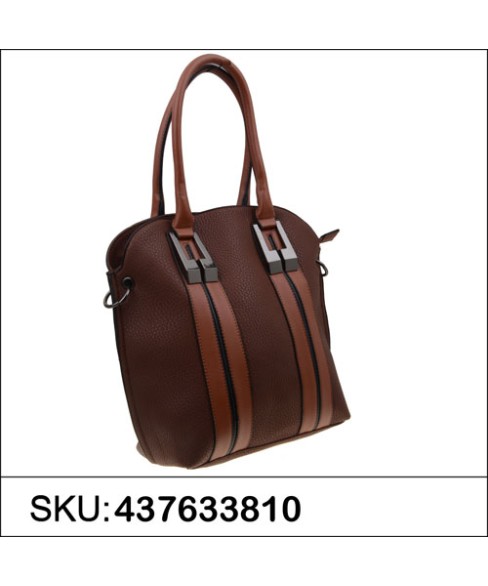 Strip Medium Faux Leather Satchel