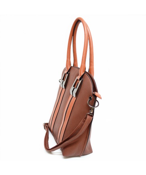 Strip Medium Faux Leather Satchel
