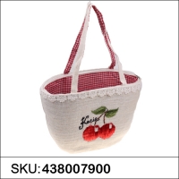 Cherry Embroidered Straw Tote