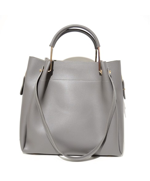 Removable Pouch Faux Leather Satchel