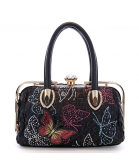 Top Carry Handles Buttrtfly Crystal Woven Bag