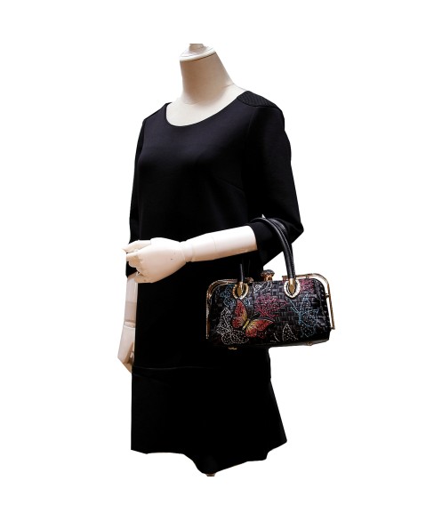 Top Carry Handles Buttrtfly Crystal Woven Bag