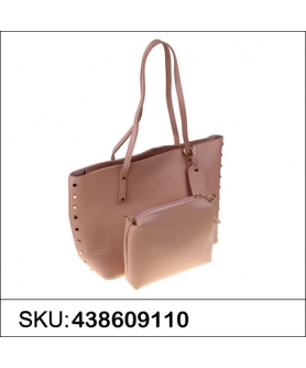 Studded Shopping Tote with Pouch